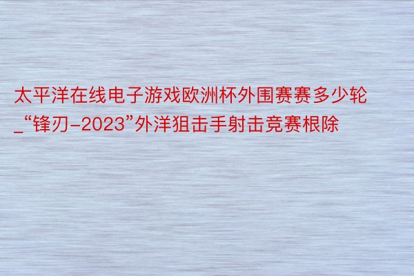 太平洋在线电子游戏欧洲杯外围赛赛多少轮_“锋刃-2023”外洋狙击手射击竞赛根除