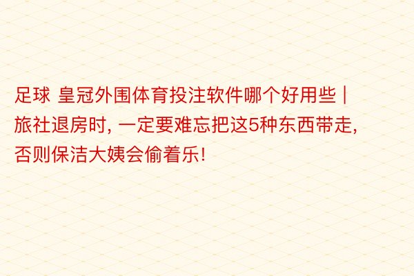 足球 皇冠外围体育投注软件哪个好用些 | 旅社退房时, 一定要难忘把这5种东西带走, 否则保洁大姨会偷着乐!