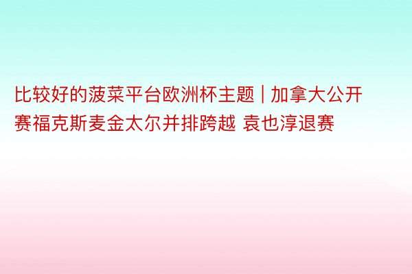 比较好的菠菜平台欧洲杯主题 | 加拿大公开赛福克斯麦金太尔并排跨越 袁也淳退赛