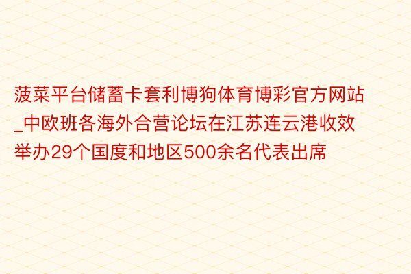 菠菜平台储蓄卡套利博狗体育博彩官方网站_中欧班各海外合营论坛在江苏连云港收效举办29个国度和地区500余名代表出席