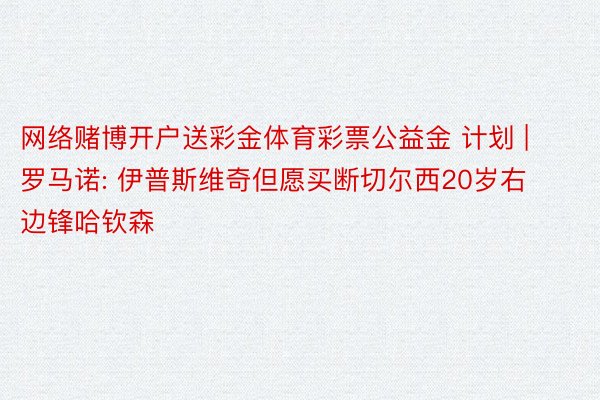 网络赌博开户送彩金体育彩票公益金 计划 | 罗马诺: 伊普斯维奇但愿买断切尔西20岁右边锋哈钦森